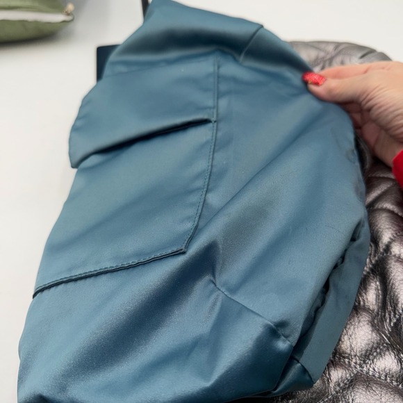 Coach Poppy Quilted Metallic Leather Tote Bag Silver Shoulder Handbag - Picture 10 of 10